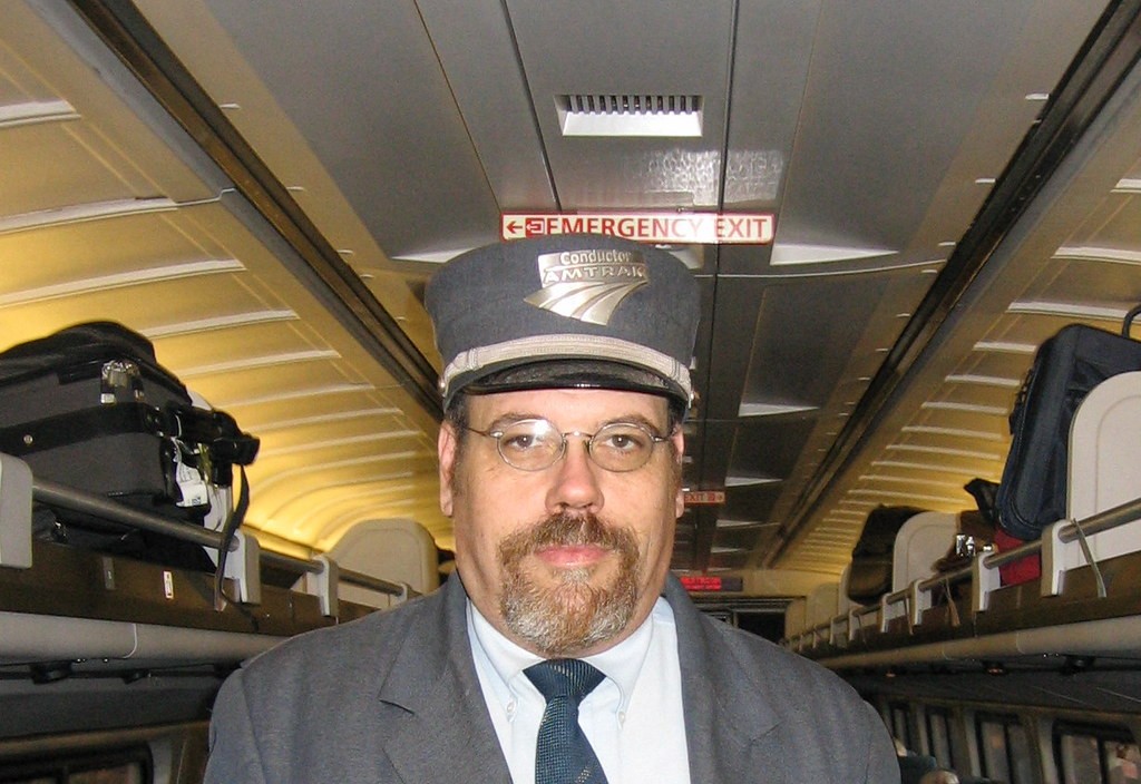 Amtrak Train Conductor and Hat